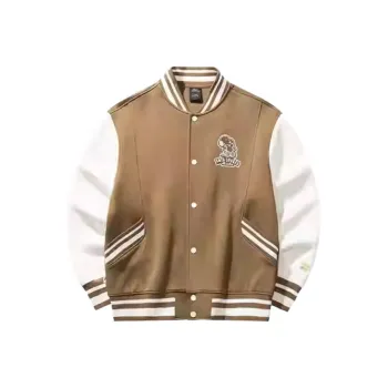 CHAOJIANTA x SNOOPY Baseball Jacket Unisex Deep Latte/Ivory White