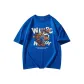 Klein Blue-Short-Sleeved-Skateboard Cat White