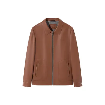 SEVEN Leather Jacket Men's Orange Yellow