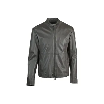 EMPORIO ARMANI Leather Jacket Men's Dark Brown