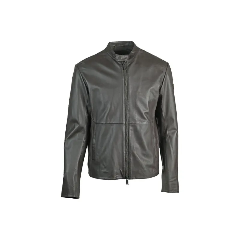 EMPORIO ARMANI Leather Jacket Men's Dark Brown-0