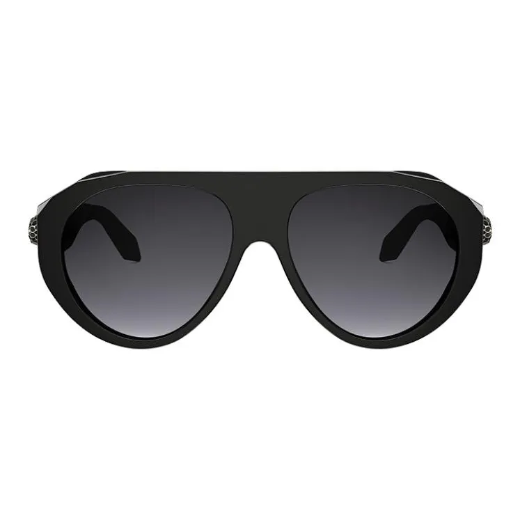 BVLGARI Acetate Enamel Irregular Shape Sunglasses Unisex Black-1