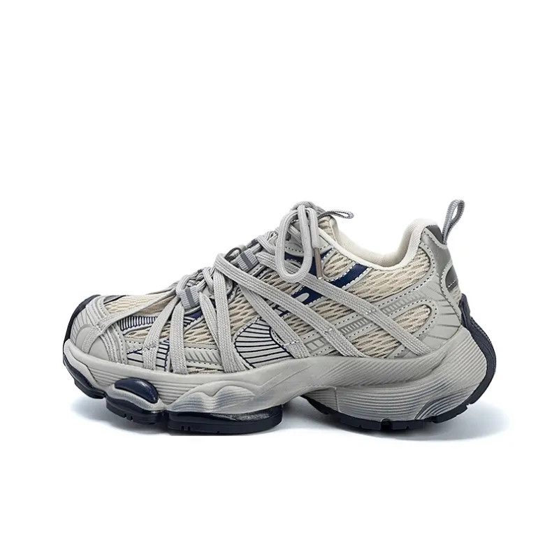 EXULL Q Abrasion Resistant, Breathable, Lightweight, Height Increasing Low Top Chunky Sneakers Women's Blue-0