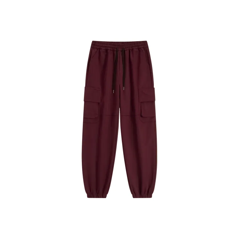 Menblero Casual Pants Unisex Burgundy-0