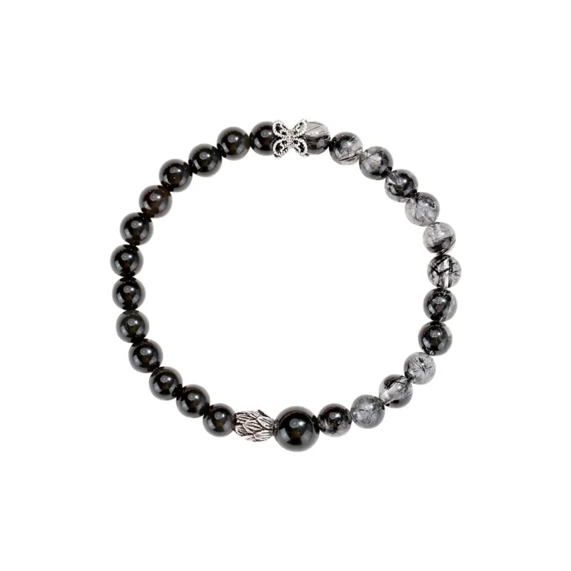 ZUIWENGLANGYASHANWENCHUANG Obsidian Bracelets Unisex-4