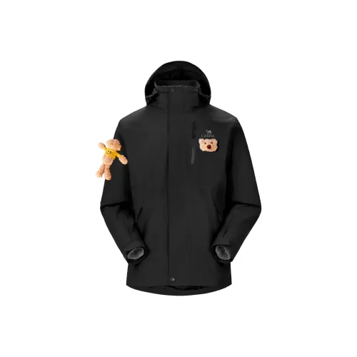 CAMEL All weather Mountain Versatile Urban Living/Travel/Commuting Waterproof And Warm Windbreaker Jacket Unisex Black
