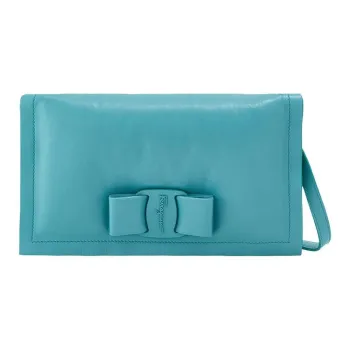 FERRAGAMO Calfskin Pillow Bag, Shoulder Bag, Crossbody Bag Mini Women's Light Blue
