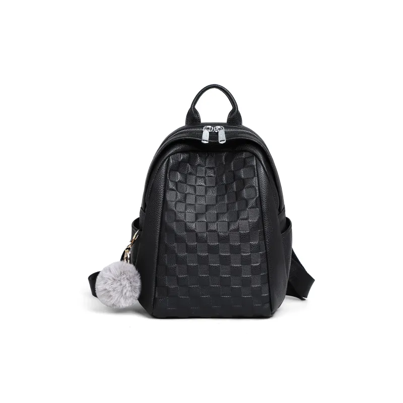 PT'SON Cow Leather Backpack Regular Women's Ecru/Black-10