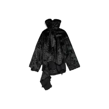 Balenciaga Asymmetrical Faux Fur Jacket