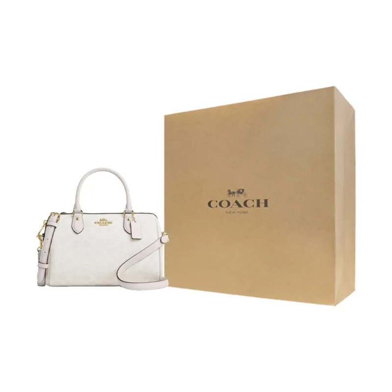 COACH Rowan PVC With Skin Handbag Women's White-5