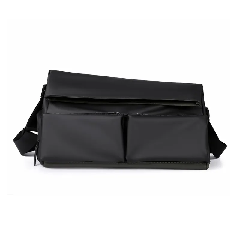 Dusen Kangaroo PU Crossbody Bag Men's Olive Green/Black-4
