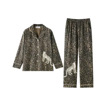 Meonsill Pajama Set Women's Leopard Print