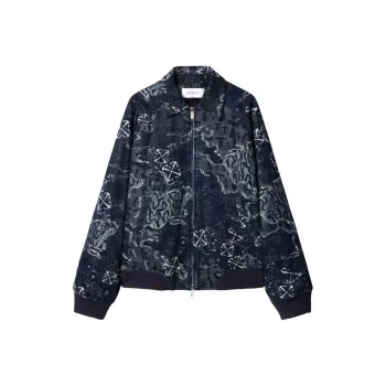 OFF WHITE Jacquard Zip Up Bomber Jacket