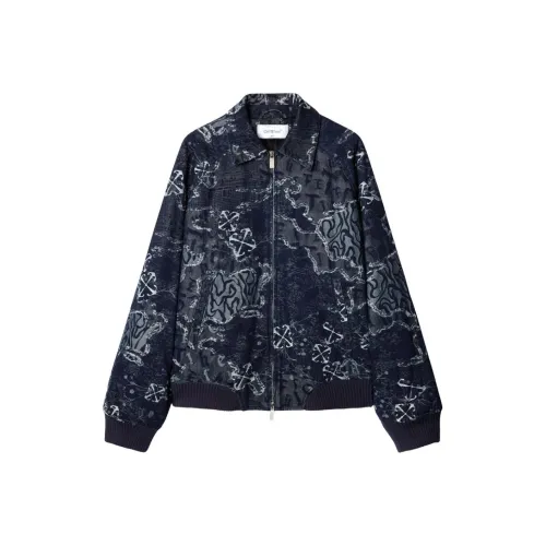 OFF WHITE Jacquard Zip Up Bomber Jacket