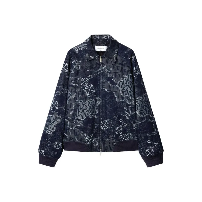OFF WHITE Jacquard Zip Up Bomber Jacket-0