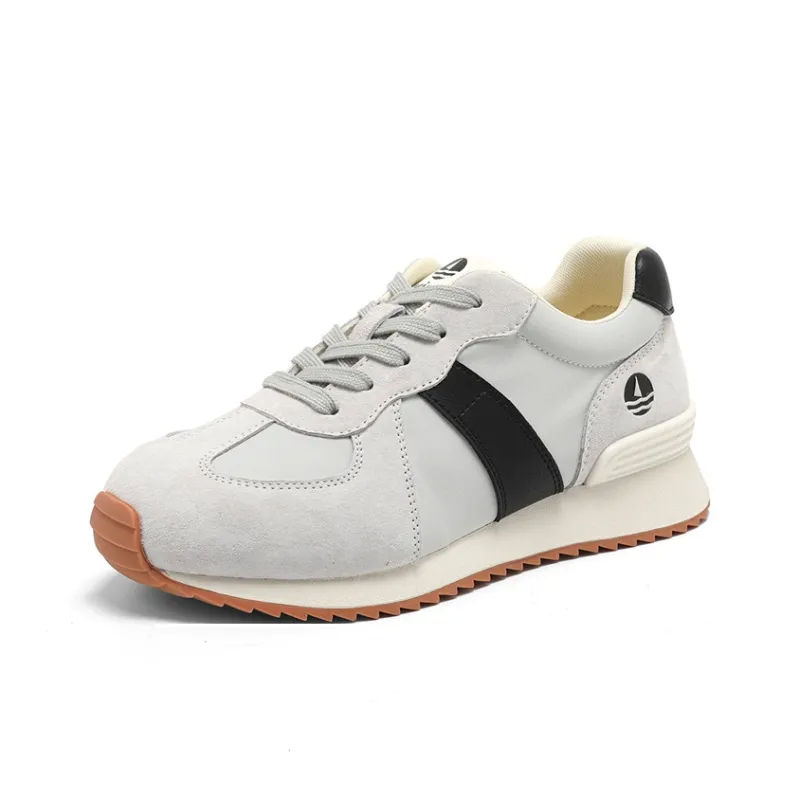 NAVIGARE Small Sailboat Height Increasing Low Top Casual Shoes Women's Light Gray Black-1