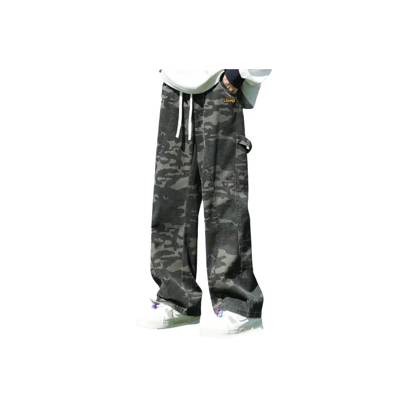Jeep Cargo Pants Unisex Camouflage Gray-6