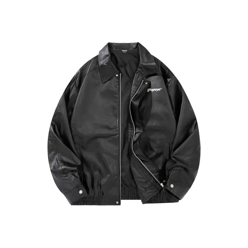 POPEYE Leather Jacket Spring & Autumn Season Unisex-0