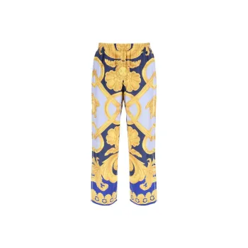VERSACE Casual Pants Men Dark Blue, Light Blue, Gold