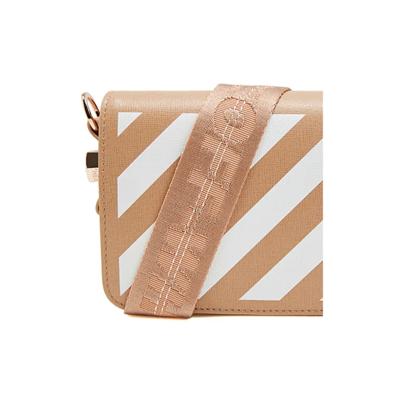 OFF WHITE Leather Shoulder Bag Trumpets Women's Nude & White-4