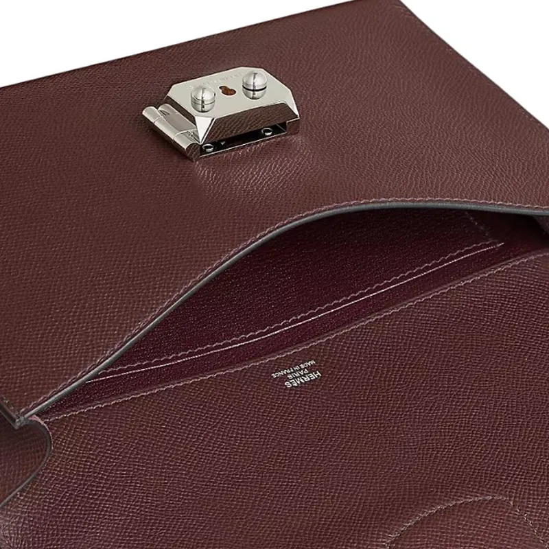 HERMES Sac A Depeches Epsom Calfskin Clutch Men's 0G Rouge Sellier Saddle Red-3