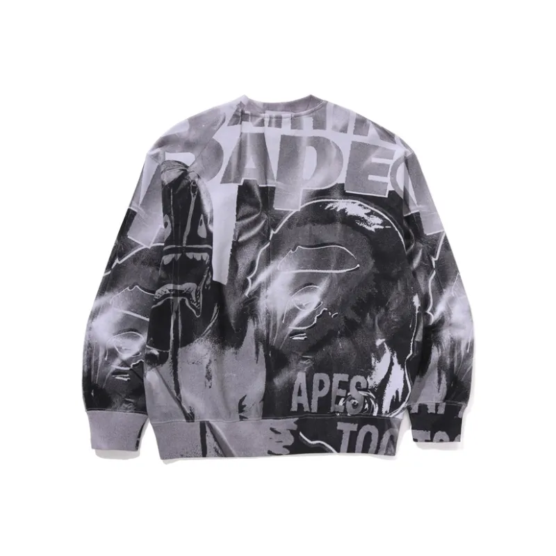 A BATHING APE Overprint Relax Fit Crewneck Sweatshirt-1