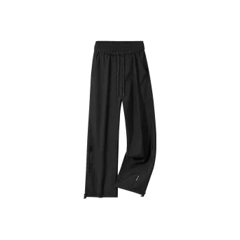 FUERZA Trendy Thickened And Fleece Lined Casual Pants Unisex Black