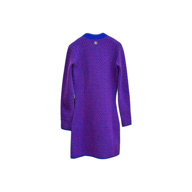 CHANEL 21K Long Sleeved Dress Women's Blue Purple-1