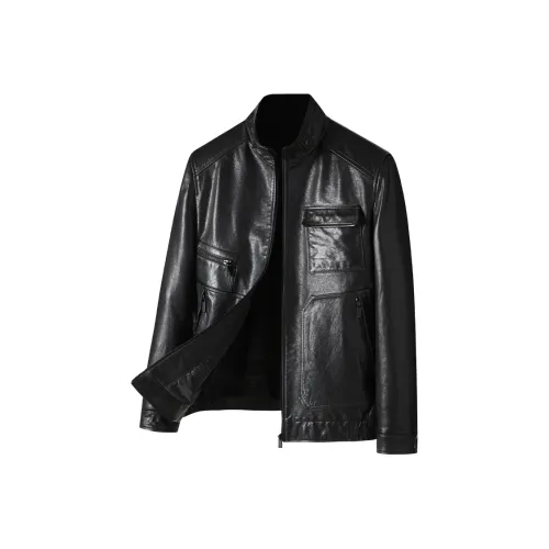 KAISER Leather jacket refracted Men's Black
