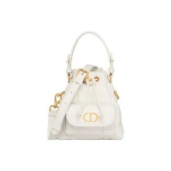 DIOR Caro Sheepskin Bucket Bag, Shoulder Bag, Crossbody Bag, Handbag Mini Women's Milk White