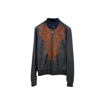 VERSACE Leather Jacket Men's Black
