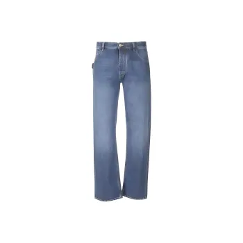 Bottega Veneta Logo Patch Straight Leg Jeans