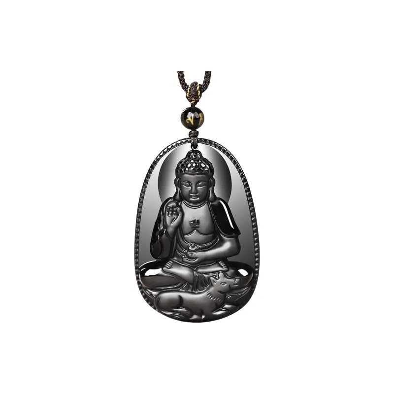 Stone On The Line Natural Obsidian Pendants Unisex-23