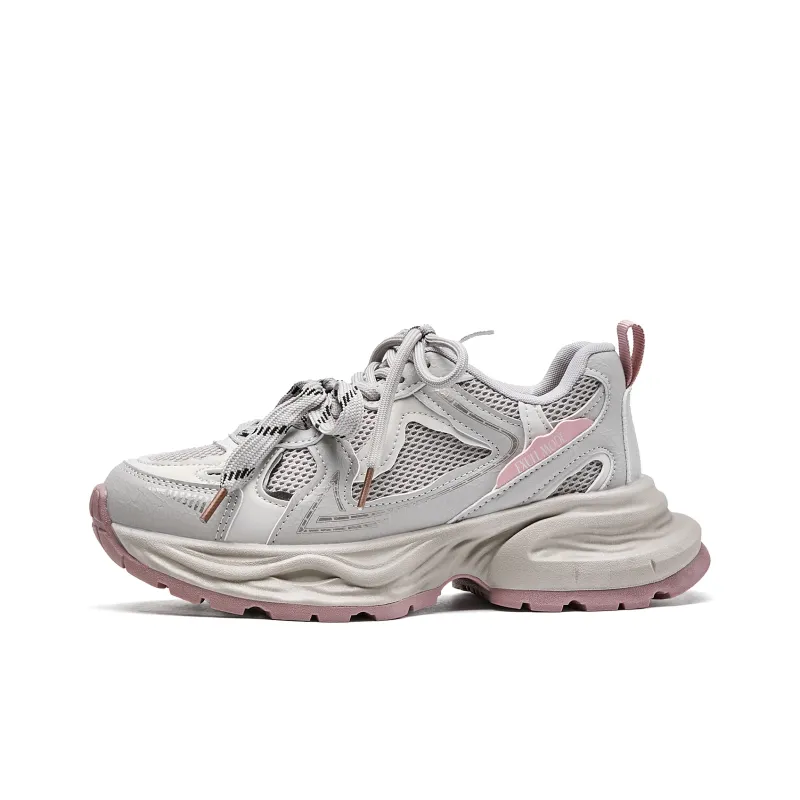 EXULL Q Slip Resistant, Breathable, Lightweight, Height Increasing Low Top Chunky Sneakers Women's-7