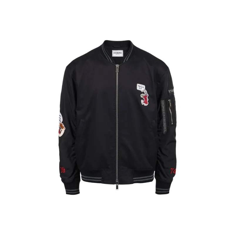 Iceberg Patch Detailed Zipped Bomber Jacket-0