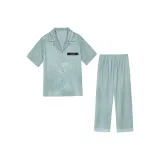 R Letter Turquoise Short-Sleeved Shirt and Pants Men's Clothing Sets