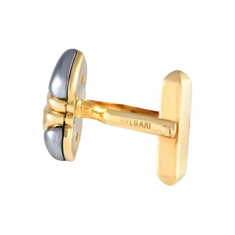 BVLGARI 18K Yellow Gold Doppio Cuore Hematite Cufflinks-1