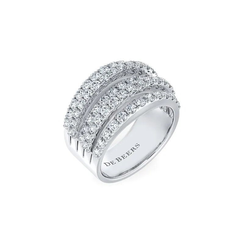 De Beers 18kt White Gold Db Classic Five Line Diamond Band Ring-1