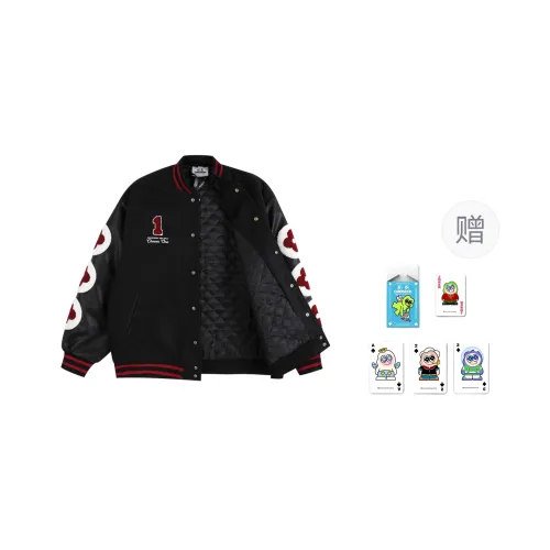 CHOSEN1 CH Small Flower Baseball Jacket Unisex Red Wine Color Scheme