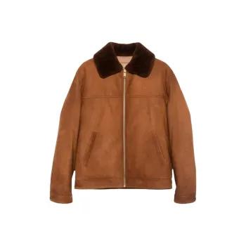 PRADA Leather Jacket Men's Brown