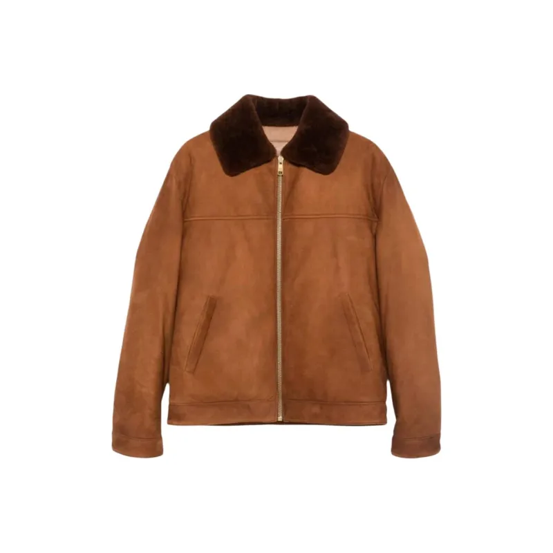 PRADA Leather Jacket Men's Brown-0