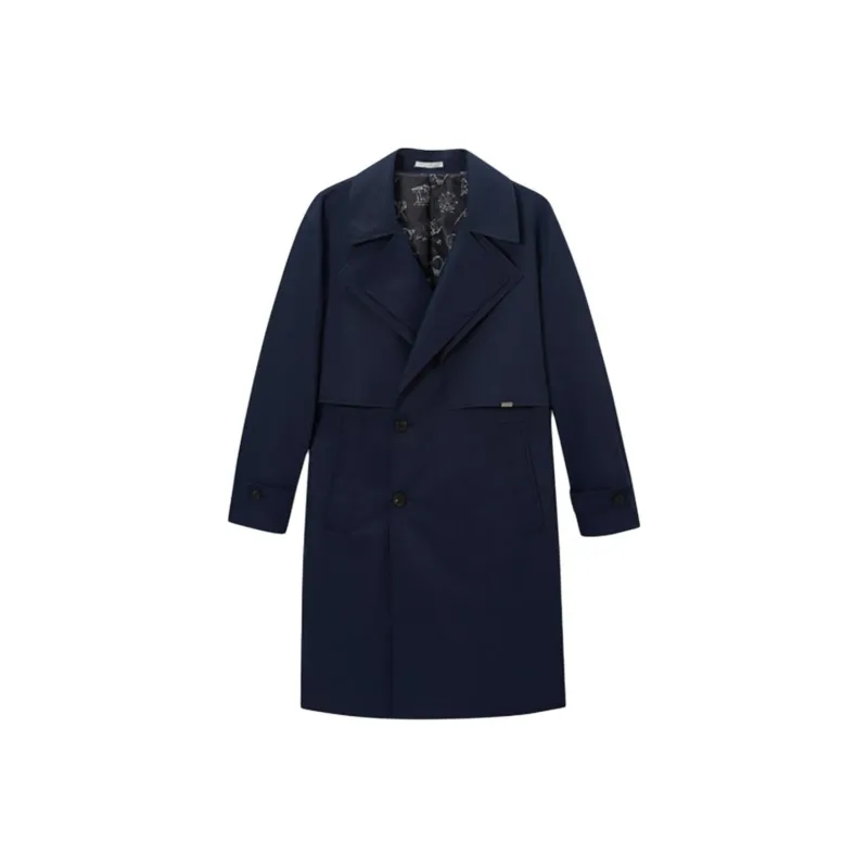 ZIOZIA Trench Coat Men's Navy Blue-0