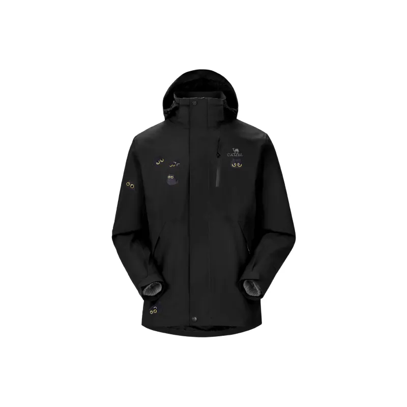 CAMEL All weather Waterproof And Windproof To Keep Warm Windbreaker Jacket Unisex Black-0