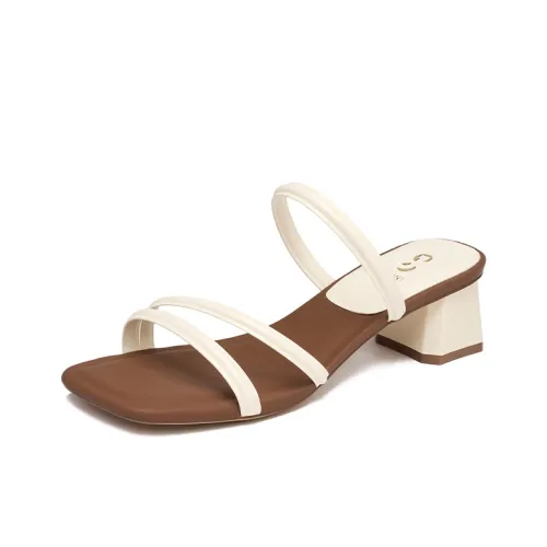 JOSINY Rubber Sole Abrasion Resistant Slide Slippers Women's Beige Brown