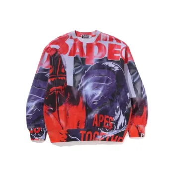 A BATHING APE Overprint Relax Fit Crewneck Sweatshirt