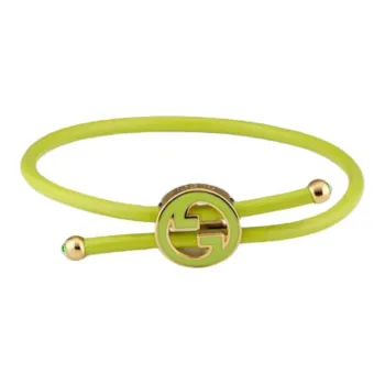 GUCCI Leather, Brass, Enamel Bracelets Unisex Green