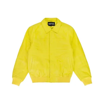 Sp5der Debossed Web Leather Jacket