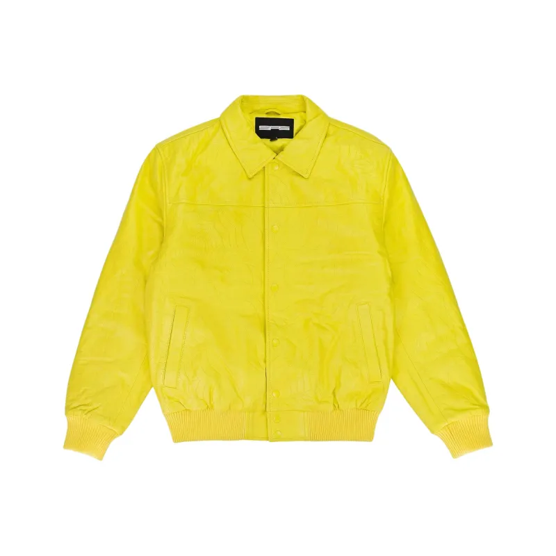 Sp5der Debossed Web Leather Jacket-0