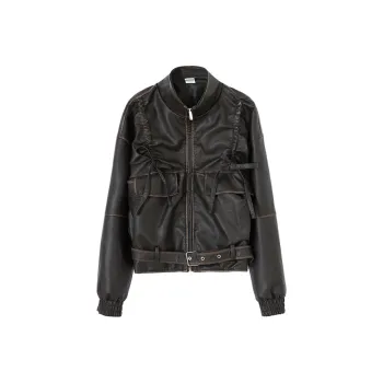 CONP Leather Jacket Unisex Coffee Brown