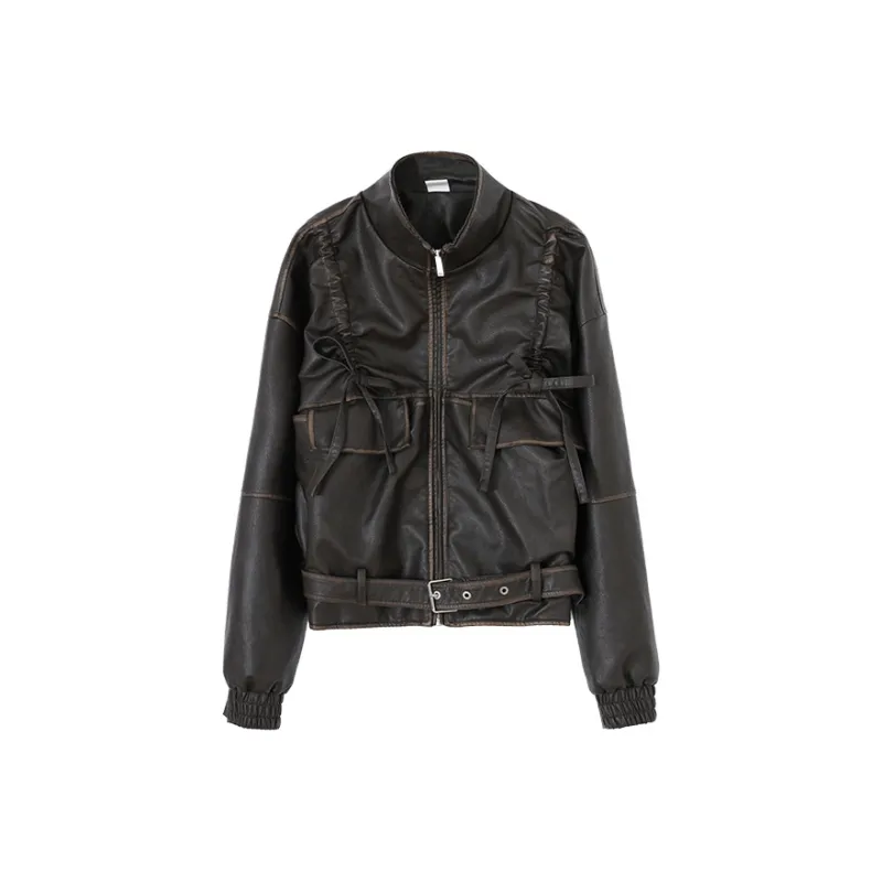CONP Leather Jacket Unisex Coffee Brown-0